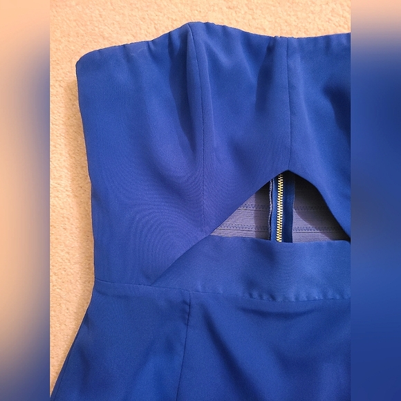 Marciano Cut-Out Mini Dress with Gold Zipper - Blue, US2 - Picture 3 of 5